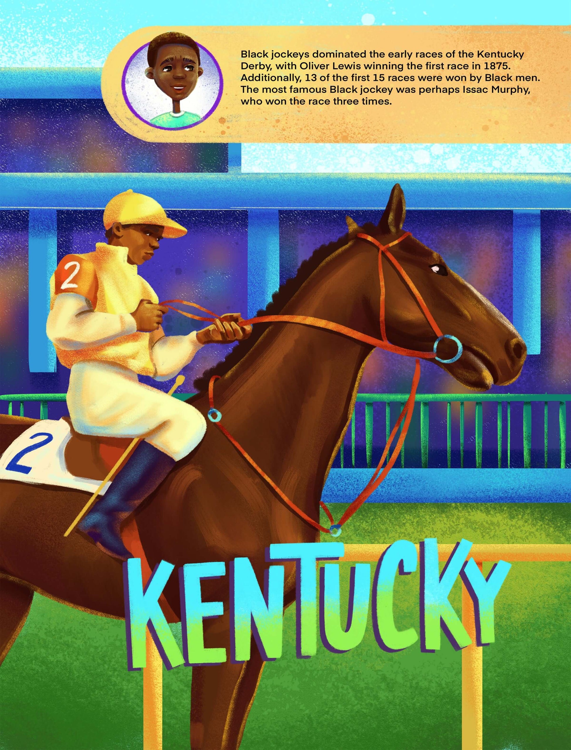 black man on horse, kentucky state, black history, color page