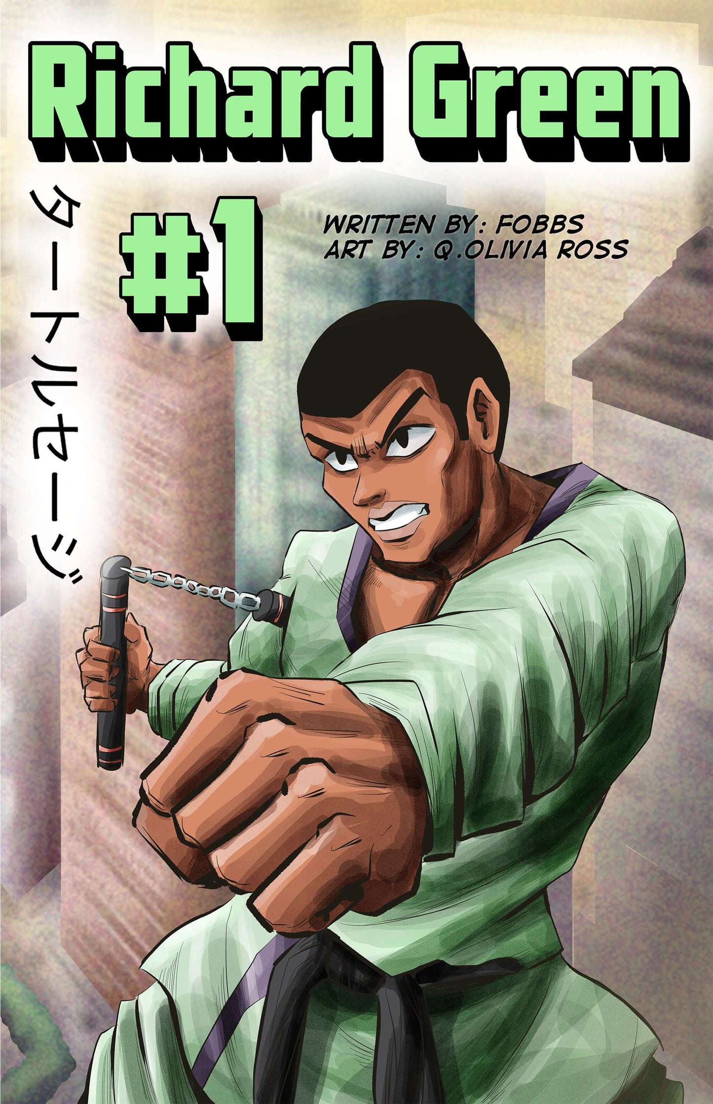 Richard Green cover, issue number one cover, karate pose, black man, green shirt